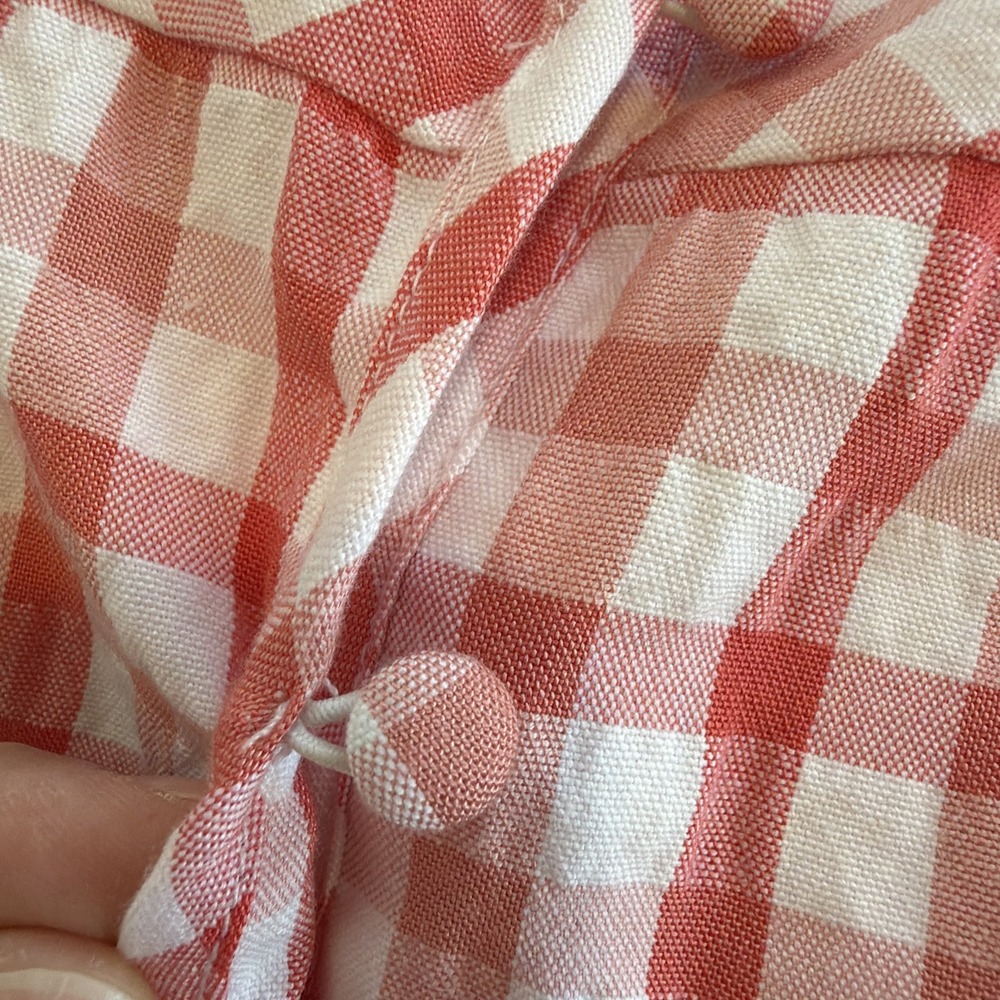 Loft Dress Red White Gingham Plaid Flutter Sleeve Midi Picnic Cottage Size 4 - Picture 7 of 8